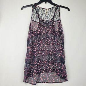 Robin K. - Small - Floral Sheer Sleeveless Blouse Top